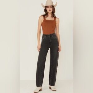 FREE PEOPLE WOMEN'S ASTER HIGH RISE
STRAIGHT DENIM JEANS